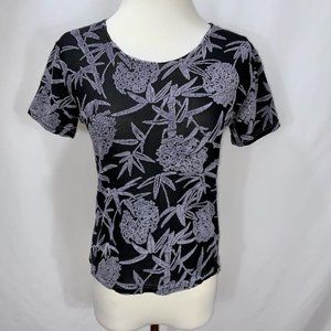 Citron Santa Monica Textured Knit Top Size M Short Sleeve Stretch Tee T-Shirt